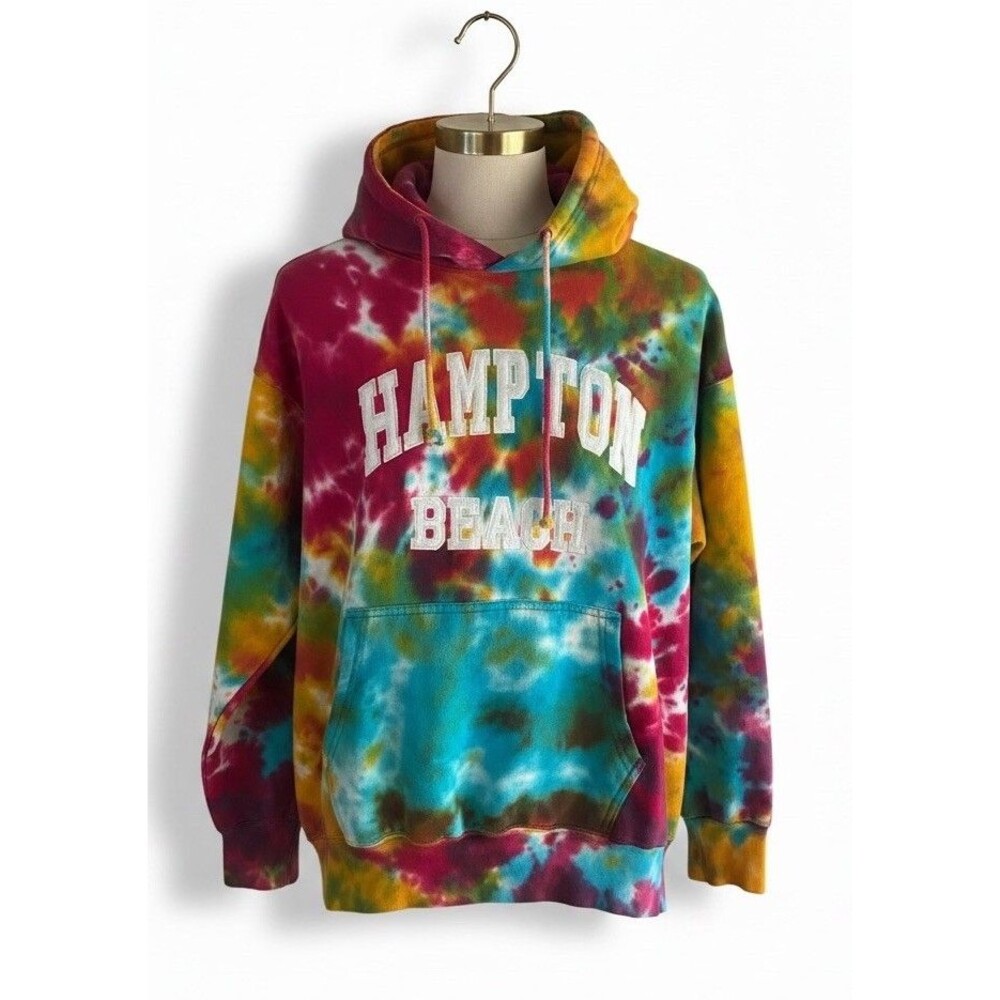 Women’s Hampton Beach Psychedelic Tie Dye Hoodie Size M